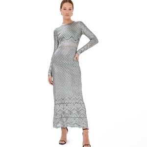 Rabanne Paco Maxi Dress Women’s XS Metallic Sheer Knit Long Sleeves Designer